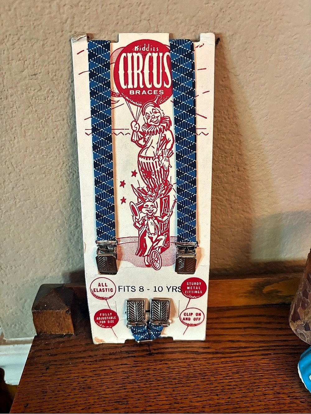 Circus Braces Kids Blue & White Suspenders NWT